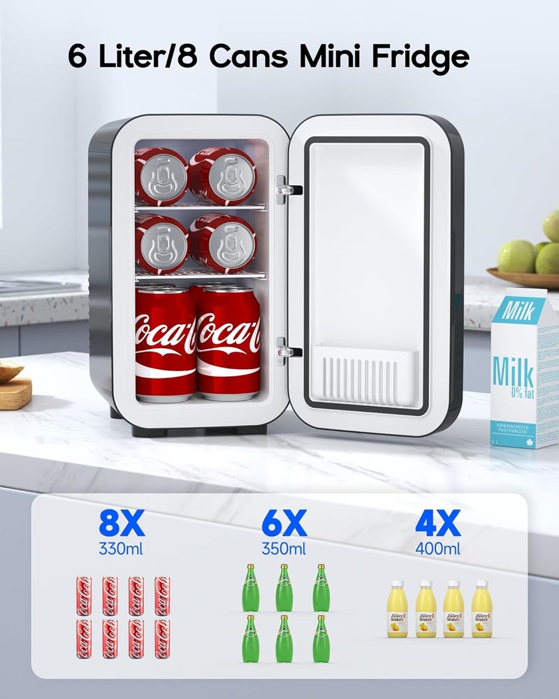 BEICHEN Mini Fridge,6 Liter / 8 Can Small Fridge for Bedroom, Car, Office & Dorm, AC100-120 V/DC 12 V Portable Thermoelectric Cooler & Warmer for Skincare, Food, Drinks,Black ﻿ - Image 2
